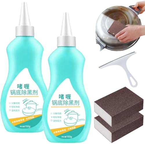 Magic Gel Cleaner per pentole e padelle, detergente per pentole per fondo pentole, detergente gel per fondo pentola, detergente per pentole in gel, agente annerente per ferro bruciato, detergente per