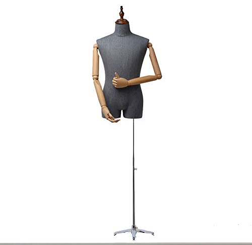 CCYENG Schaufensterpuppe, Schneiderpuppe, Torso, männliche Schneiderpuppe, Schneiderpuppe mit Holzarm, Puppen, Schlüsselbein, Display, Mode-Schaufensterpuppen