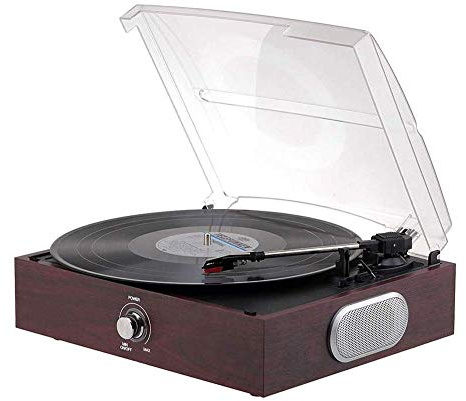 Vinyl Player Vintage, Record Player Turntable with Stereo Speakers Portable Nostalgic Record Player Portable Table Turntables Video Case In Input Recording Albums Component Powered Gramophone