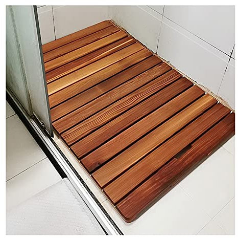 Badematte aus Naturholz für die Dusche, gratfreie, rutschfeste Abtropffläche für das Badezimmer, rissfestes Pedal für Balkon, Küche, Terrasse, benutzerdefinierte Größe (Farbe: Holzfarbe, Grö