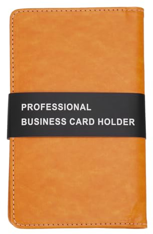 PATIKIL Portatarjetas de Visita de Cuero, Organizador de Tarjetero Profesional para Libros de Tarjetas de Visita con Capacidad para 240 Tarjetas de Diferentes Tipos, Color Naranja