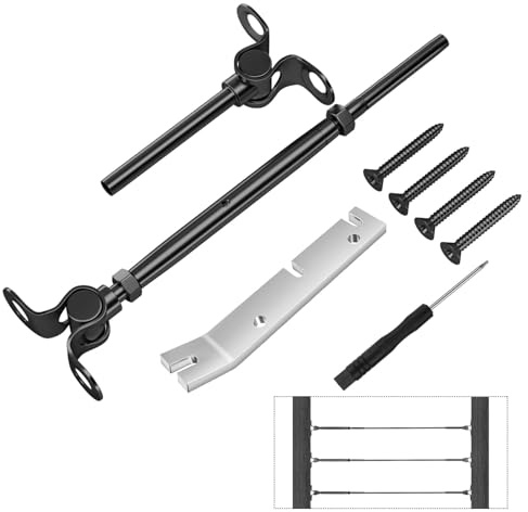 CKE 20 Pairs Cable Railing Kit, 1/8 Black Cable Railing Hardware,T316 Stainless Steel Wire Rope Railing Hardware for Wood Posts,180° Adjustable Swage Toggle Turnbuckle Tensioner and End Fitting,BCR25
