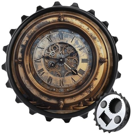2-in-1 Flaschenöffner & Kühlschrankmagnet, Steampunk-Uhr-Druck, praktisches Küchenutensil & stilvolle Dekoration, für Bierliebhaber