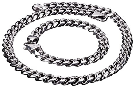 Tolldek Edelstahlkette Herren 50cm, Panzerkette Silber Edelstahlketten Breit 10MM, Freundschaftskette Hip Hop für Männer