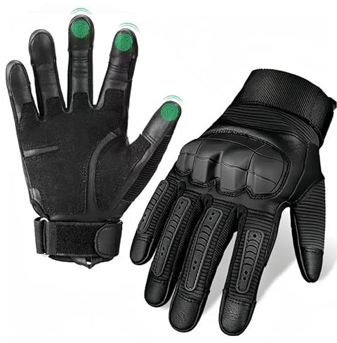 Homefy Tactical Gloves for Men & Women - Touchscreen Full Finger Gloves with Hard Knuckle Protection, for Motorcycle Riding, Cycling, Airsoft & Outdoor Work