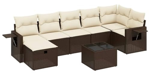 vidaXL Loungegrupp för trädgården med dynor 8 delar brun konstrotting, soffgrupp, trädgårdssoffset, soffgrupp för trädgården, soffgrupper