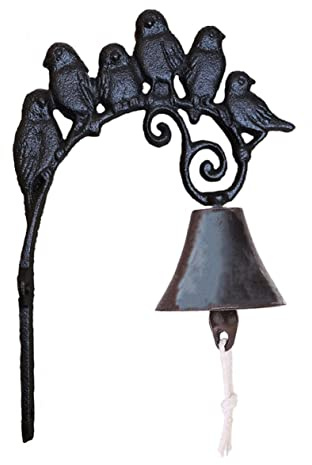 Cabilock Vintage Gusseisen Wandglocke Manuell Schüttelbar Rustikaler Stil Mit Wandhalterung Für Garten Tür Hof