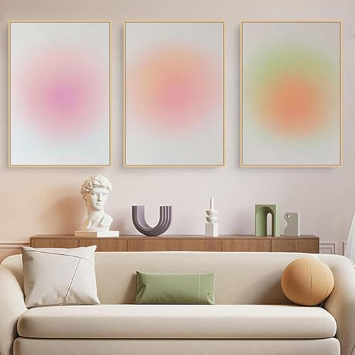 AQCQDQ 3 Poster Set, Rosa Farbverlauf Aura Nummer Wandbilder, Enthusiasm 3 Panels Bunte Farbverlauf Poster-Sets, Für Schlafsaal Teen Mädchen Zimmer Deko Leinwand Wandkunst, Ohne Rahmen (30 x 40CM)