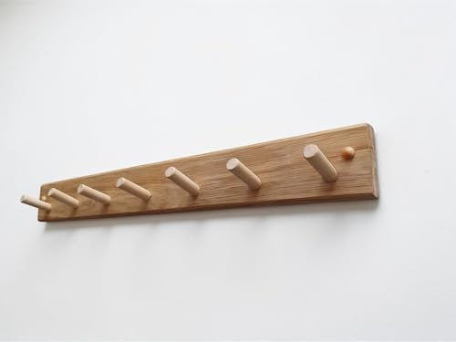 Generisch MAXARTI Wandgarderobe 60cm Eiche massiv – Kleiderhaken aus Holz je 7 Haken – Garderobenleiste Holz Wandmontage Flur Schlafzimmer Bad Handgefertigt in Deutschland