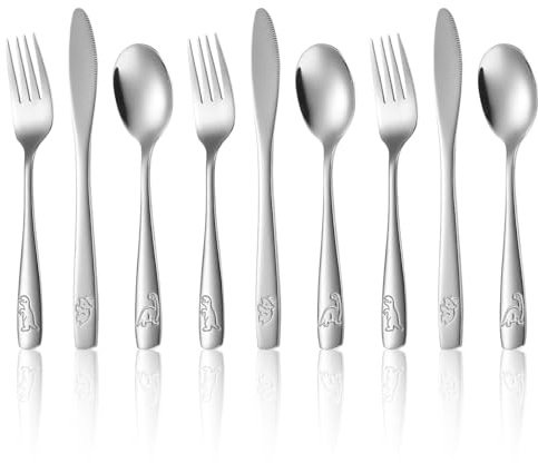 9 posate per bambini in acciaio inox, set di posate per bambini a partire da 3 (3 piccoli coltelli/cucchiai/forchetta), set di posate per bambini, atossiche e sane, posate per bambini, lavabili in
