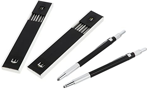 HOMSFOU Lápiz Mecánico Duradero 2 Juegos Antideslizante Metal Diseño Profesional para Dibujo y Carpintería Alta Precisión 0.5Mm