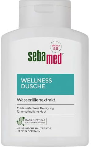 Sebamed Wellness Douche 200 ml - Gel douche pour hommes et femmes - Nettoyage doux sans savon pour peaux sensibles - Avec complexe de soin à base d'extrait de nénuphar et d'allantoïne - Pour les