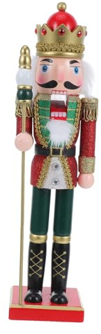 MAGICLULU Wooden Nutcracker King Figure with Scepter Handcarved Festive Soldier Statue Christmas Decoration for Holiday Home Display Traditional Xmas Ornament