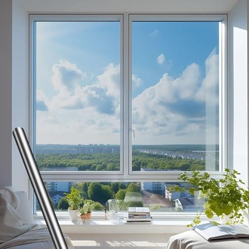Spiegelfolie Fenster Sichtschutz 66 x 220 cm Dachfenster Verdunkeln Selbstklebend Reflektierende Fensterfolie Nicht Klebend, Statisch Haftend für Wohn- Und Bürofenster, Silber