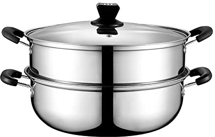 HTTGDGDH Pentola per Cottura A Vapore/Pentola per Zuppa/Pentola Calda/Acciaio Inossidabile 201, Fondo Composito A 2 Strati, Pesce al Vapore, Porridge, Zuppa di Pollo in Umido(30 Cm)