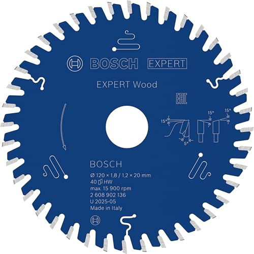 Bosch 1x EXPERT Wood Kreissägeblatt für Handkreissägen (für Weichholz, Hartholz, Ø mm, Professional Zubehör kabelgebundene Handkreissägen)