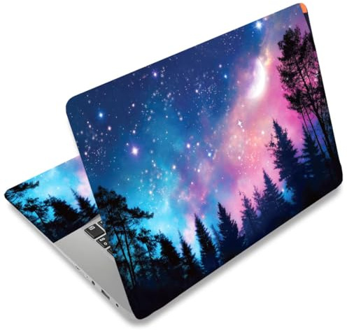SUPERDANT Wald Und Sternenhimmel Laptop Haut Nachthimmel Und Bäume Laptop Aufkleber PVC Computer Sticker Staubdicht Wasserdicht Kunst Dekor Schutzfolie 12 13 13.3 14 15 15.4 15.6 Notebook Design Folie