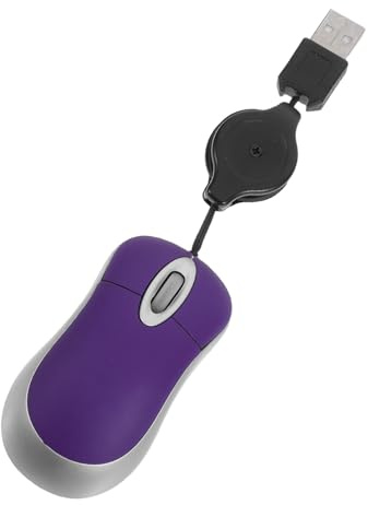 PERSELOSO Souris Filaire USB Mini pour Ordinateur Portable Câble Rétractable, Résolution Optique 1000Dpi, Design Ergonomique en Plastique pour Usage Bureau et Maison