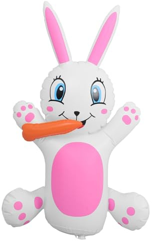 NIYANGLE Coniglietto Gonfiabile Pasquale per Giardino e Casa Decorazione Riutilizzabile Forma di Coniglio con Carota Addobbo Festivo per Feste e Regali di Pasqua