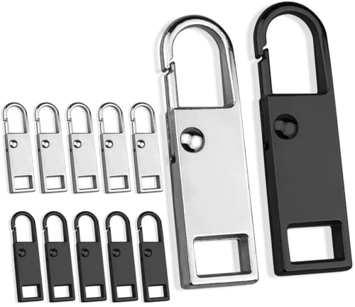 SHSMPXOY 12 Stück Reißverschluss Ersatzteile Reißverschluss Zipper Metall Zipper Pull Abnehmbar Reparatur Anhänger für Jacken Jeans Stiefel Koffer Rucksäcke und mehr