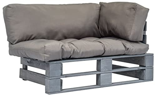 NIVVHOH rustikales Palettensofa & Outdoor-Sofa Grau kesseldruckimprägniertem Kiefernholz Outdoor-Loungesofa mit Kissen für Terrasse, Garten, Wohnzimmer (110 x 66 x 65 cm)