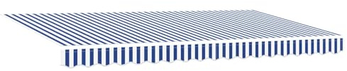 Tmriohed Tenda da sole retrattile con braccio articolato, 350 x 200 cm, tenda da sole manuale per terrazze con telaio in alluminio, tenda da balcone, a righe blu e bianche, protezione solare per