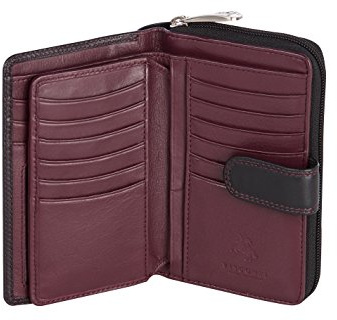 VISCONTI ® Leder Portemonnaie Damen RFID Schutz Geldbeutel Damen Geldbörse Bifold Mehrfarbig Portmonee in Geschenk-Box (Bordeaux)