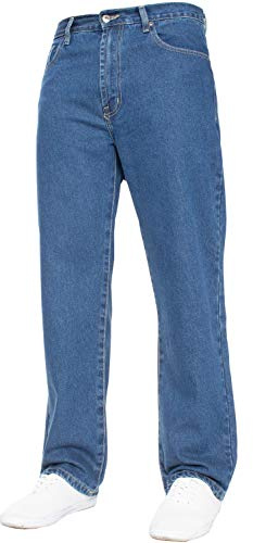 Mäns raka ben jeans basic tungt arbete denim byxor byxor stora höga king-storlekar