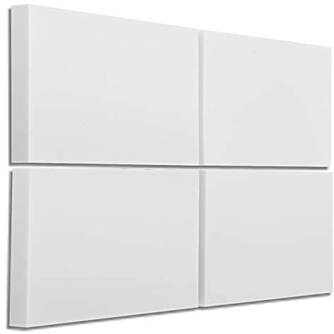 platino24 Akustikpaneele aus Basotect G+ I 4 Stück I 82,5 x 55 x 5 cm I Stilvolle Wandpaneele aus Basotect G+ (hellgrau) I Paneele aus Schaumstoff I Akustikplatten zur Schalldämmung in Büro & Wohnung