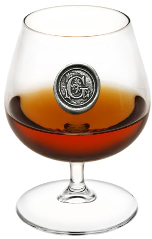 English Pewter Company Verres de cognac cognac cognac de 14,5 oz avec initiale de monogramme - Cadeau personnalisé avec votre choix de initiale (G) [MON207]