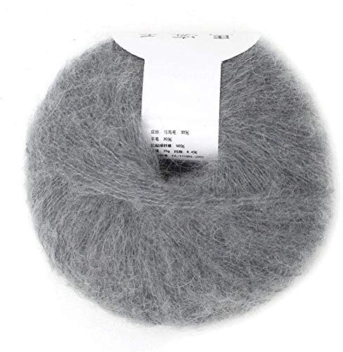 Weiche Mohair Cashmere Wolle Strickgarn leichte Hand Strickwaren Garn DIY Schal Schal Häkelgarn mit A Crochet(hellgrau)