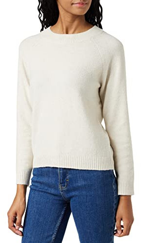VERO MODA NOS Mujer Vmdoffy LS O-Neck Blouse Noos suéter Not Applicable, Beige (Birch Detail: Melange), 38 (Talla del Fabricante: Small)