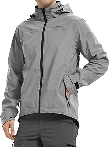 KUTOOK Waterproof Cycling Jackets Mens Reflective Rain Coat Jacket for Women Poncho Men Womens Raincoat Hooded Running Hiking Walking Outdoor Windproof Zip up Hoodie Detachable Clothing S