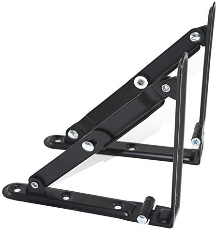 ZHYU 2 Stück Klappkonsole Schwerlast Regalhalter Schwarz Klappbar 150mm Eisen Regalhalterung für Platzsparende DIY Wandregal Halterung