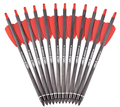 TY Archery 12 Stück 7,5 Carbon Armbrust Bolzen für Armbrust Adder Cobra System Bogenschießen Pfeile, Jagd Pfeile mit 2 Flügelschraubel Ersatz Pfeilspitze Spitze