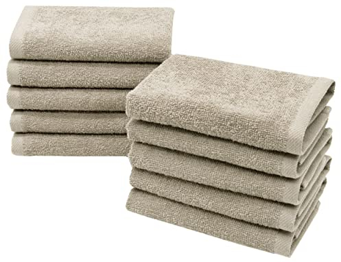 ZOLLNER 10er Set Seiftücher - weiche und saugstarke Waschlappen - waschbar bis 95°C - Baumwolle - 30x30 cm in Cappuccino