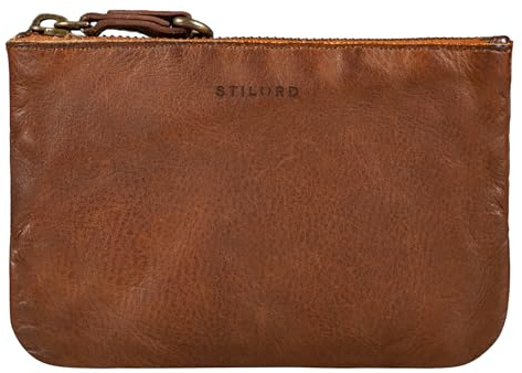 STILORD 'Samy' Kartentasche Leder Kartenetui Vintage Ledermäppchen ideal als Geldbörse Kreditkartenetui Schlüsseletui Organizer Reise Etui für Herren Damen Echtleder, Farbe:toskana - Washed Cognac