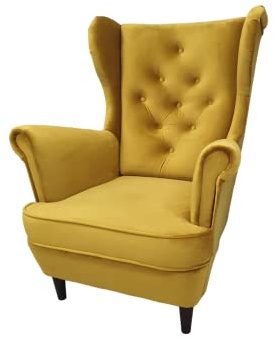 MartHome Einzelsofa Loungesessel Wohnzimmersessel, Stoffsessel - Relax Sessel TV Ohrensessel, Bequemer Loungesessel Wohnzimmer - Skandinavischer Sessel (Gelb B68)