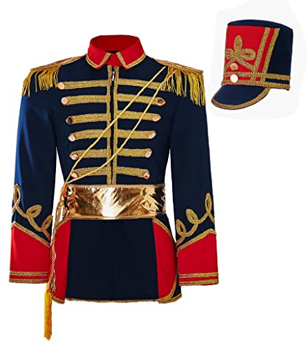 iSHOWcos Nutcracker Cosplay Costume Soldier Costume Top Jacket With Hat Medieval Military Officer Jacket Coat-A-S