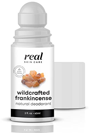 Real Skin Care Organic Deodorant with Coconut Oil | Handmade in USA | Wildcrafted Frankincense | All Natural, Aluminum-Free Deodorant Infused with Essential Oils for Women and Men