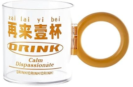 Coffee Cups Plastic Transparent Round Cold Water Drink Cup Large Ear Espresso Mugs Home Office Juice Milk Cups Gifts (Color : Yellow)