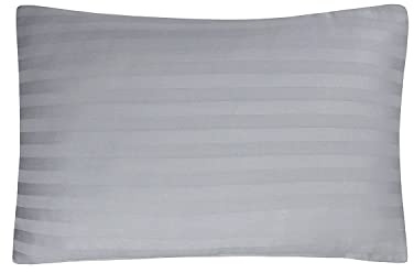 Sleepdown Hotel Quality Housewife Pillowcases 100% Cotton Satin Stripe 2 Pack Luxury Pillow Covers Super Soft - Grey - (48cm x 74cm),5056557514076,Grey Pillowcases,Housewife Pillowcases 48cm x 74cm