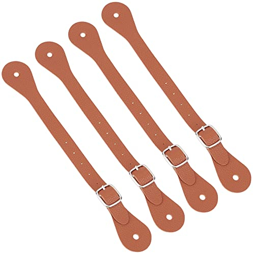 GORGECRAFT 4St Leder Sporenriemen Verstellbarer Stiefelriemen Western Mann Frau Einlagiges Leder Horizons Sporenriemen Mit Zinklegierungsverschluss Für Reitbedarf Oberschenkelhohe Stiefel Schokolade