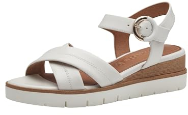 Tamaris Damen Plateau Sandalen Leder Sommer; WHITE LEATHER/weiß; 38 EU
