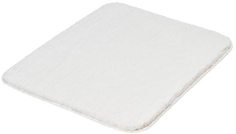 Kleine Wolke Badteppich Marco Weiß 50 x 60 cm | Rutschhemmende Unterseite, für Fußbodenheizung, maschinenwaschbar, 100% Polyester
