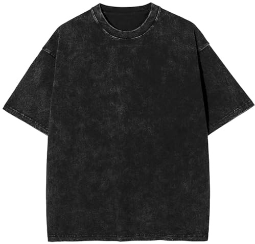 PADOLA T Shirt Uomo Cotone Maglietta Uomo Manica Corta Vintage Lavato Oversized Streetwear Camicia T Shirt Semplice