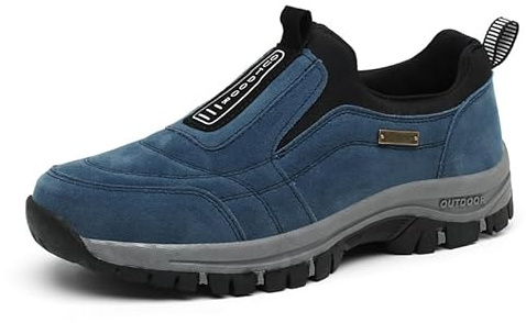 GYCF Caminar Zapatos ortopédicos de pies Anchos con Soporte,Hombre Zapatillas sin Cordones,Transpirables Zapatos para Caminar Senderismo Acampada,Azul,39EU