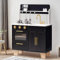 ROBUD Wooden Toy Kitchen Age 3+ for Kids, Modern Marble-Style Play Kitchen with Realistic Oven, Stove & Coffee Station, Storage Cabinet, Metal Kitchen Utensils, Gifts for Kids Ages 3+