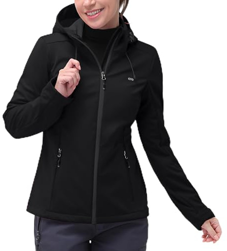 33,000ft Women's Softshell Jacket with Hood Waterproof Lightweight Windbreaker Windproof Rain Shell Jacket for Outdoor Hiking