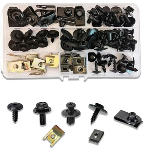 Car Screws and Nut Clip Kit, 64 Pcs Car Body Undertray Fender Screws,Car Clips Plastic Rivet Fasteners,Screws Car Wheel Undertray Fender,Car Plastic Mounting Set
